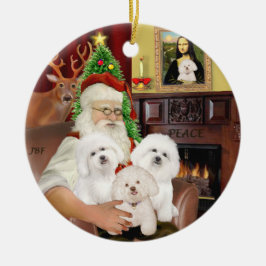 Adorno De Cerámica Santa - Tres Bichon Frise