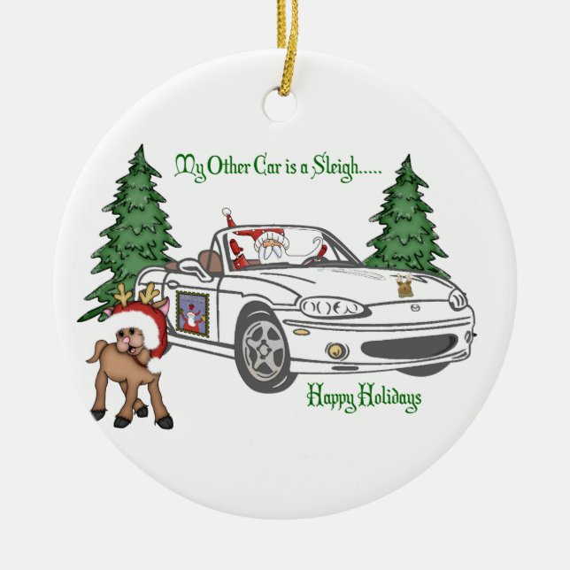 Adorno De Cerámica Santa Trineo-Blanco (Frente)