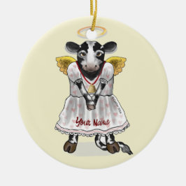 Adorno De Cerámica Santa Vaca Ángel