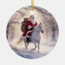 Santa y Caballo Adorable Bolsa de Juguetes de Niev