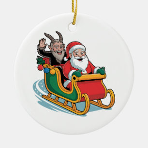 Adorno De Cerámica Santa y Krampus Navidad Oscura de Terror Navidades