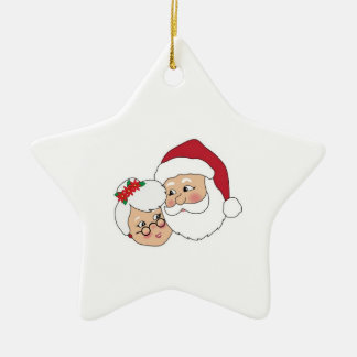 Adorno De Cerámica Santa y señora Claus