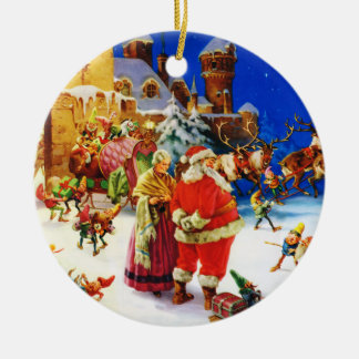 Adorno De Cerámica Santa y señora Claus At la Nochebuena de Polo