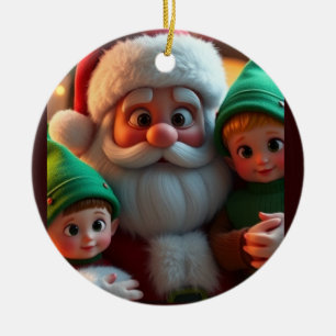 Adorno De Cerámica Santa y sus elfos