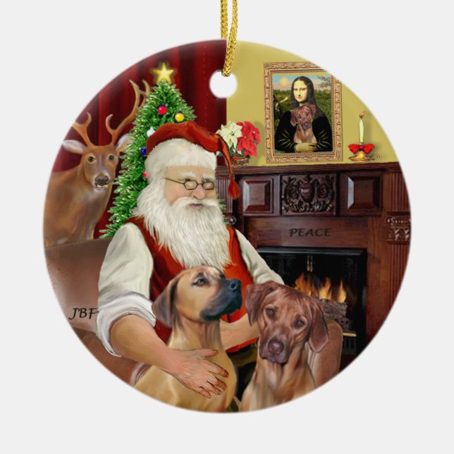 Adorno De Cerámica Santas Ridgebacks Rhodesian (DOS) (Frente)