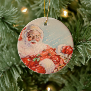 Adorno De Cerámica Santas Sleigh