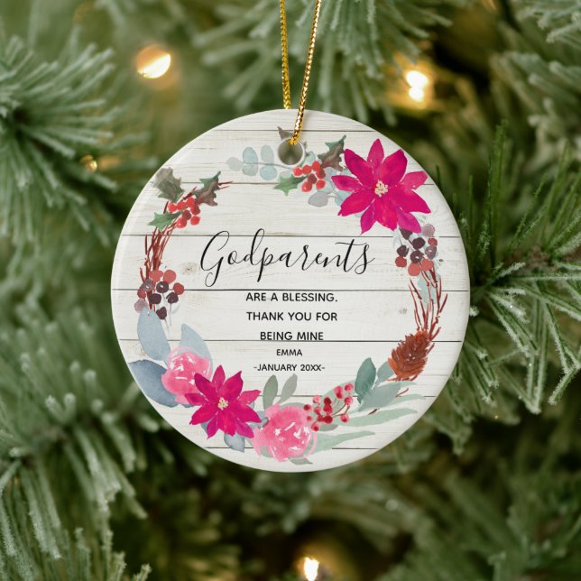 Adorno De Cerámica Santo invierno Flores y padrinos Navidades (Árbol)