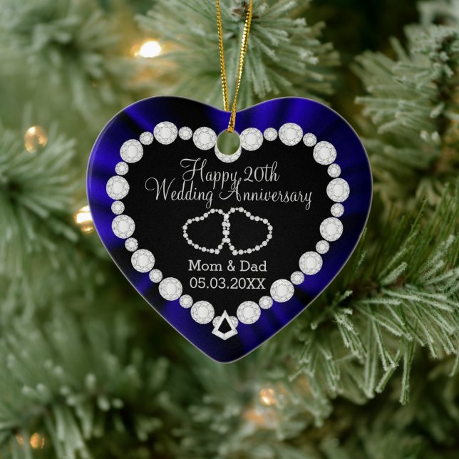 Adorno De Cerámica Sapphire Blue Wedding Anniversary | DIY Text   (Árbol)