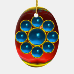 ADORNO DE CERÁMICA SAPPHIRE GEMSTONE MON AZUL ROJO AMARILLO