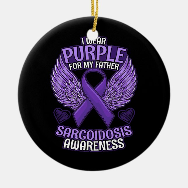 Adorno De Cerámica Sarcoidosis Conciencia Padre Apoyo Purple (Frente)