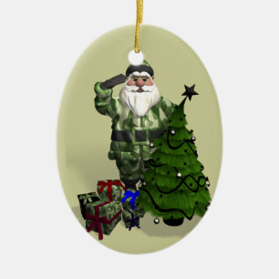 Adorno De Cerámica Sargento Santa Claus