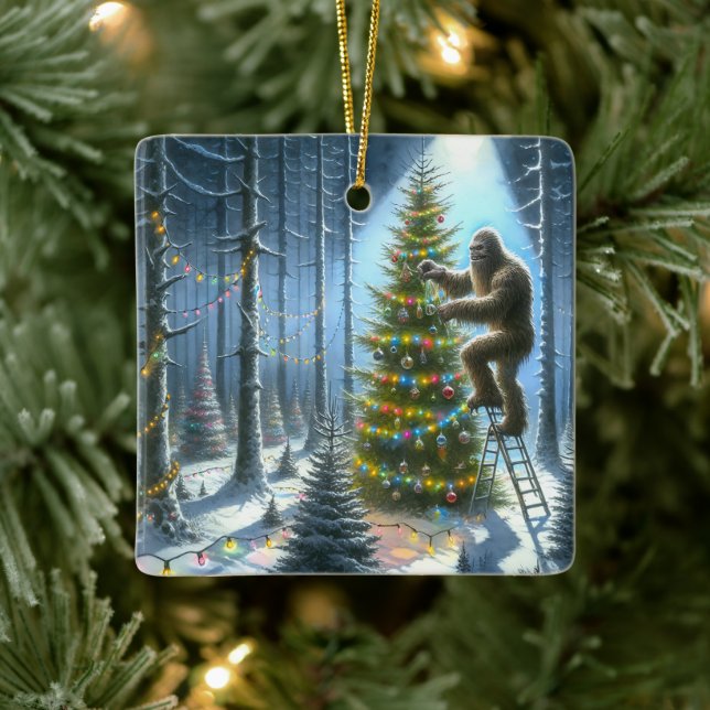 Adorno De Cerámica Sasquatch Decorando árboles de Navidad divertidos (Árbol)