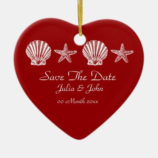 Adorno De Cerámica Save The Date boda invitación temática de la playa (Frente)