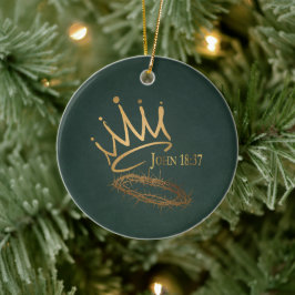 Adorno De Cerámica SAVIOR KING Elegant Green/Gold Navidades