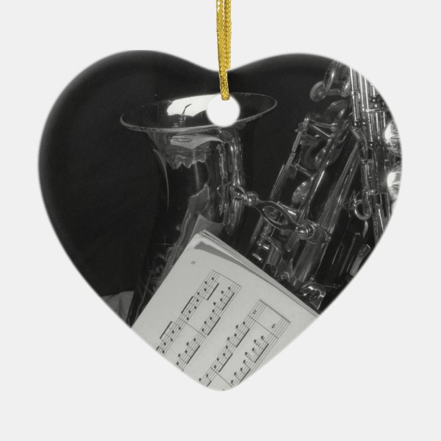 Adorno De Cerámica Saxaphone y partitura (Frente)