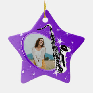 Adorno De Cerámica Saxophone Shining Star Photo Ceramic Ornament