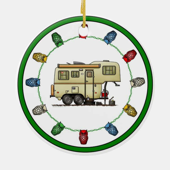 Adorno De Cerámica Scamp Fifth Wheel Camper RV feliz campista (Atrás)