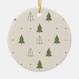 Adorno De Cerámica Scandi Minimalist Trees Pattern Christmas Decor