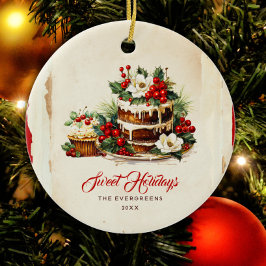 Adorno De Cerámica Scandi Winter Foliage Watercolor Feliz Navidad