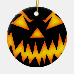 Adorno De Cerámica Scary Jack O Lantern Face Ornamround