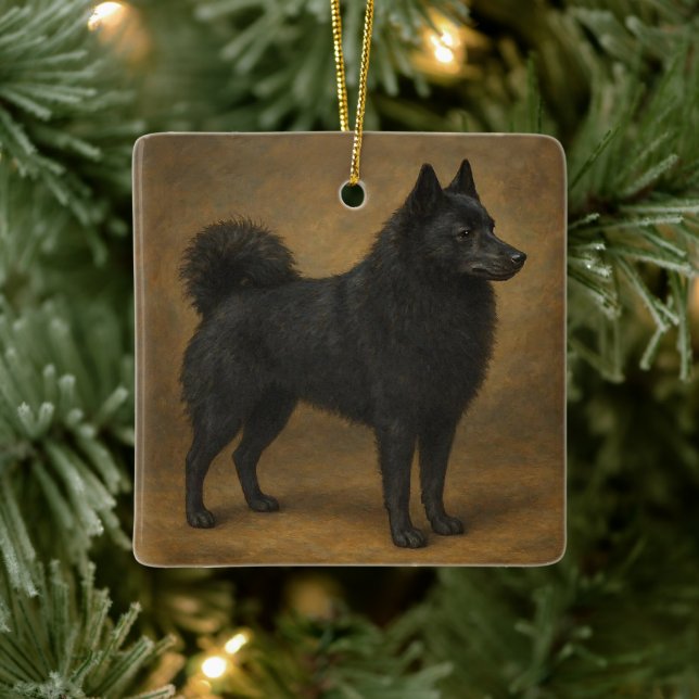 Adorno De Cerámica Schipperke (Árbol)