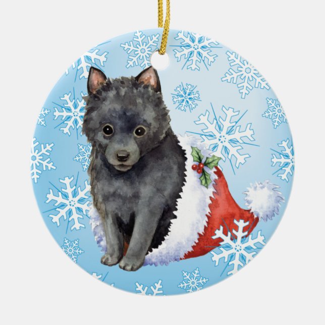 Adorno De Cerámica Schipperke feliz de Howlidays (Frente)