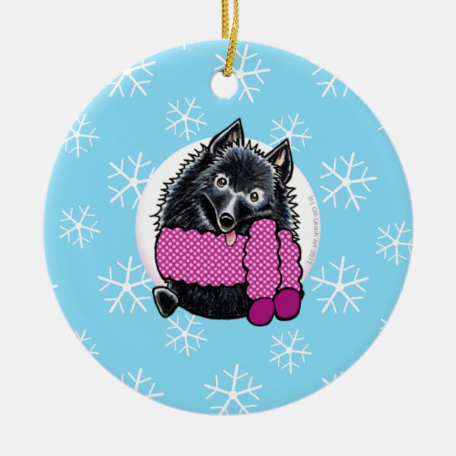 Adorno De Cerámica Schipperke Let the Snow (Frente)