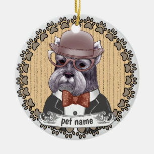 Adorno De Cerámica Schnauzer con gafas