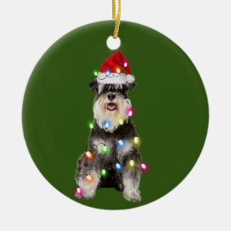 Adorno De Cerámica Schnauzer con Navidades Scafés Santa Hat