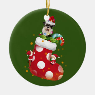 Adorno De Cerámica Schnauzer con zócalo