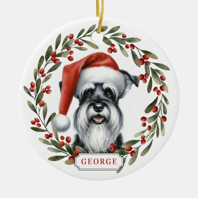 Adorno De Cerámica Schnauzer Dog Ceramic Circle Ornament (Frente)