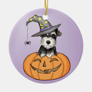 Adorno De Cerámica Schnauzer en miniatura de Halloween