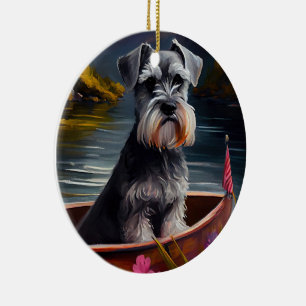 Adorno De Cerámica Schnauzer en una paleta: Una aventura escénica