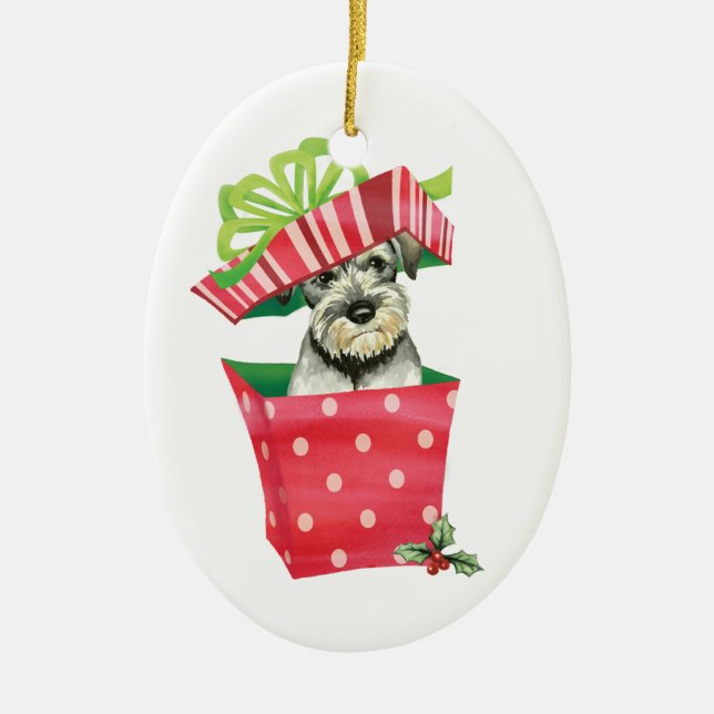 Adorno De Cerámica Schnauzer estándar feliz de Howlidays (Frente)
