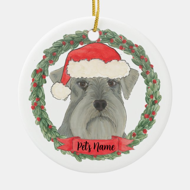 Adorno De Cerámica Schnauzer Gray Silver personalizado (Frente)