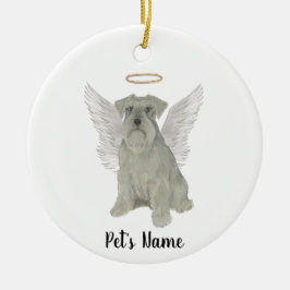 Adorno De Cerámica Schnauzer gris personalizado plateado