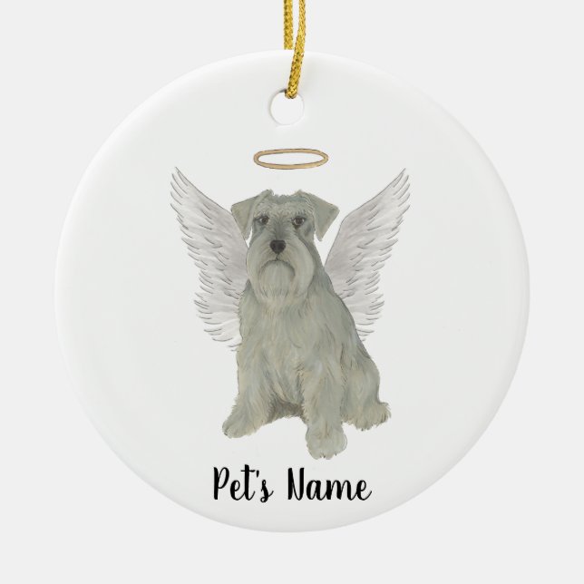 Adorno De Cerámica Schnauzer gris personalizado plateado (Frente)
