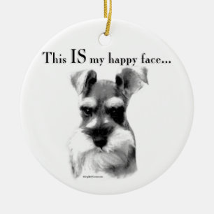 Adorno De Cerámica Schnauzer Happy Face