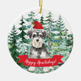 Adorno De Cerámica Schnauzer Happy Howlidays Dog