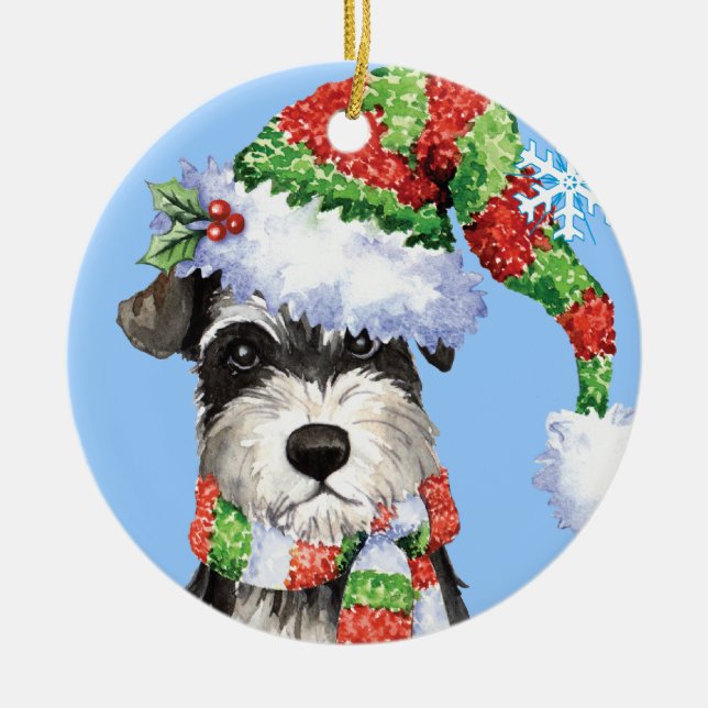 Adorno De Cerámica Schnauzer miniatura feliz de Howlidays (Frente)