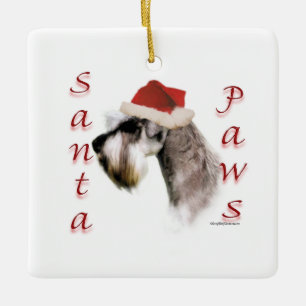 Adorno De Cerámica Schnauzer Santa Paws en miniatura