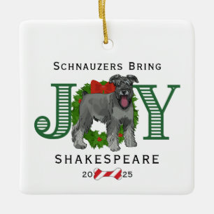 Adorno De Cerámica Schnauzers Bring Joy Wreath