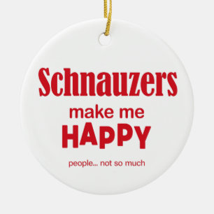 Adorno De Cerámica Schnauzers me hace feliz