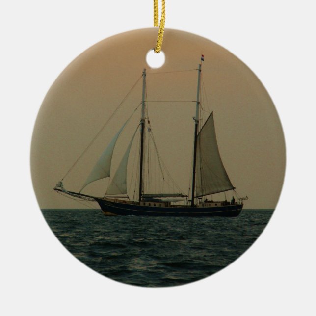 Adorno De Cerámica Schooner histórico (Frente)