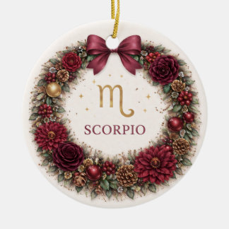 Adorno De Cerámica Scorpio Zodiac Christmas Ornament – Deep Winter Fl