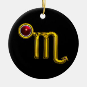 Adorno De Cerámica SCORPIO ZODIAC CUMPLEAÑOS JEWEL Red Grenade Gold