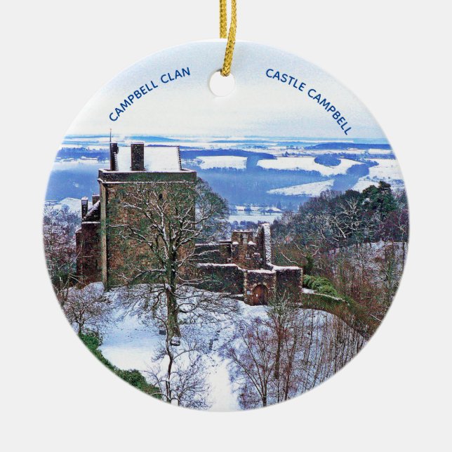 Adorno De Cerámica Scotland Castle Campbell Clan Snow Xmas (Frente)