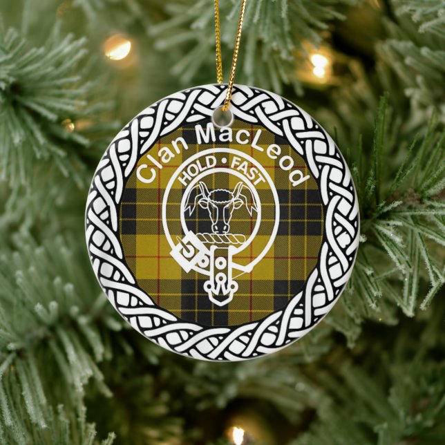 Adorno De Cerámica Scottish Clan MacLeod Tartan and Crest (Árbol)