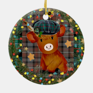 Adorno De Cerámica Scottish cow Baby first Christmas ornaments 