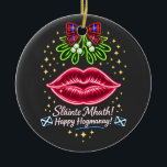 Adorno De Cerámica Scottish Hogmanay Mistletoe Neon Tartan Gift<br><div class="desc">Happy Hogmanay Design</div>
